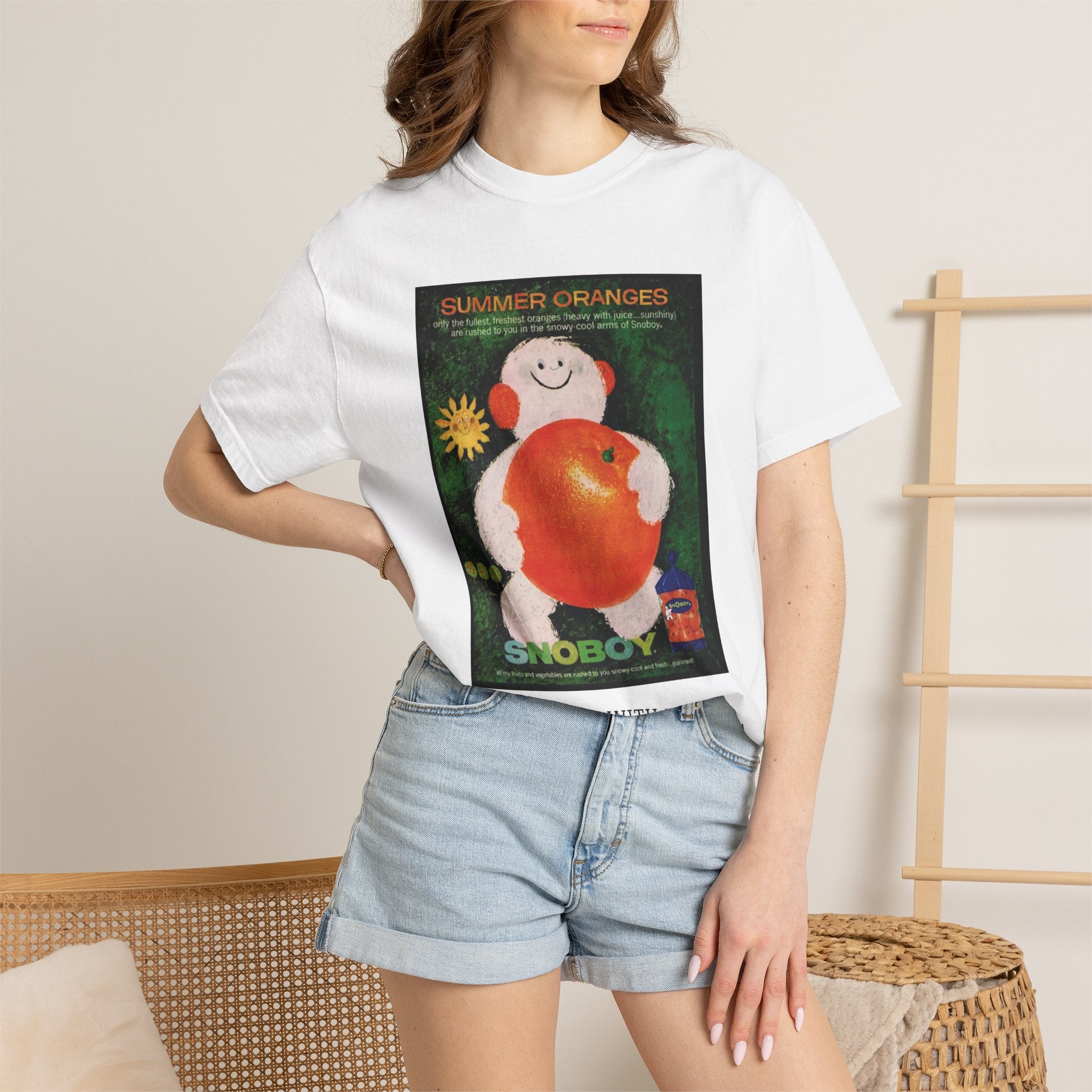 Vintage 'Summer Oranges' Graphic T-Shirt — Snoboy Orange Print