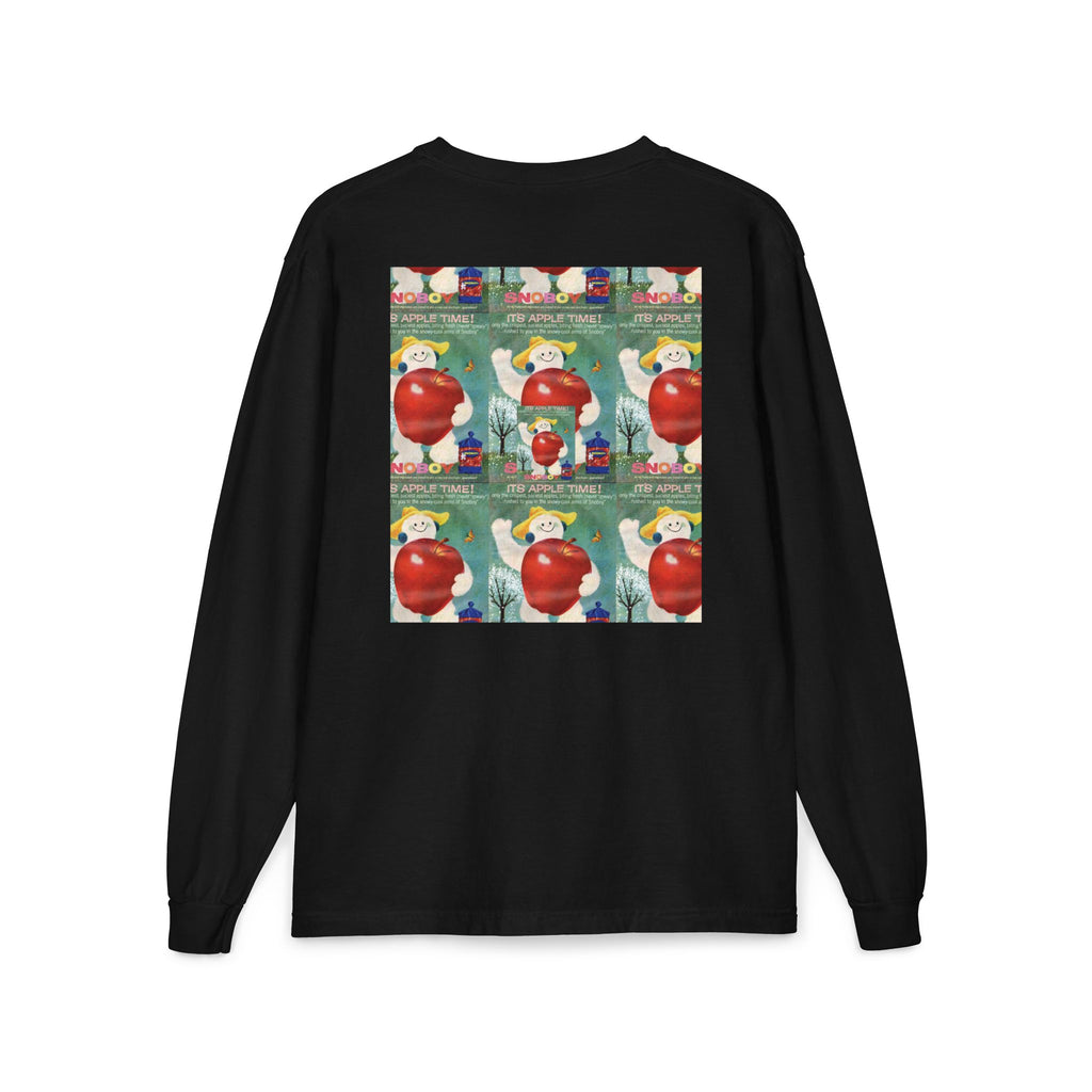 Long Sleeve Pocket T-Shirt — Retro Apple Patch Graphic