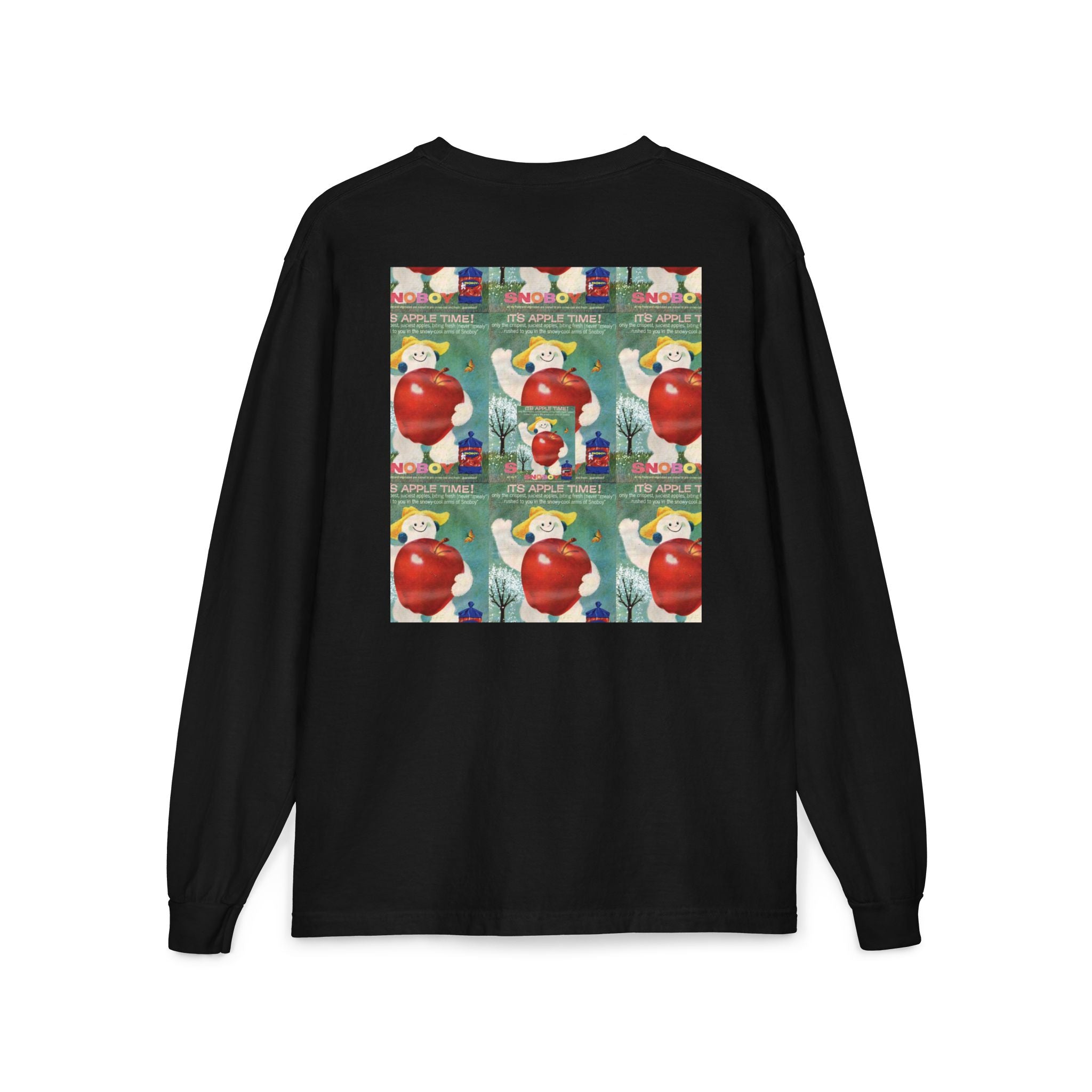 Long Sleeve Pocket T-Shirt — Retro Apple Patch Graphic