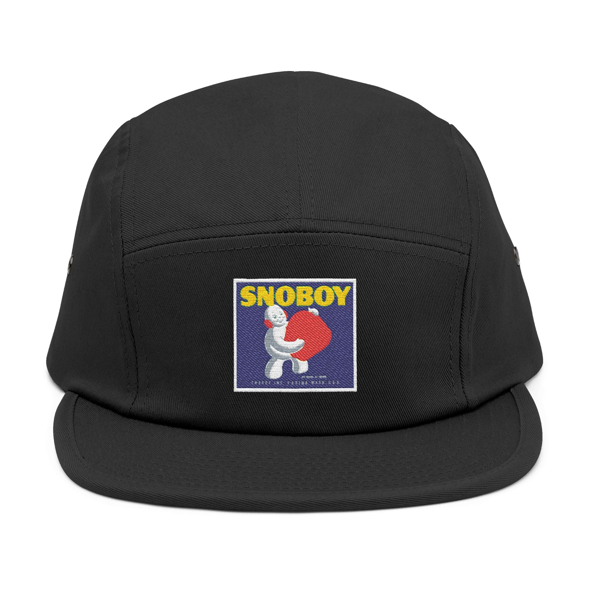 Snoboy Embroidered 5-Panel Cap – Vintage Cartoon Patch, Adjustable Streetwear Hat