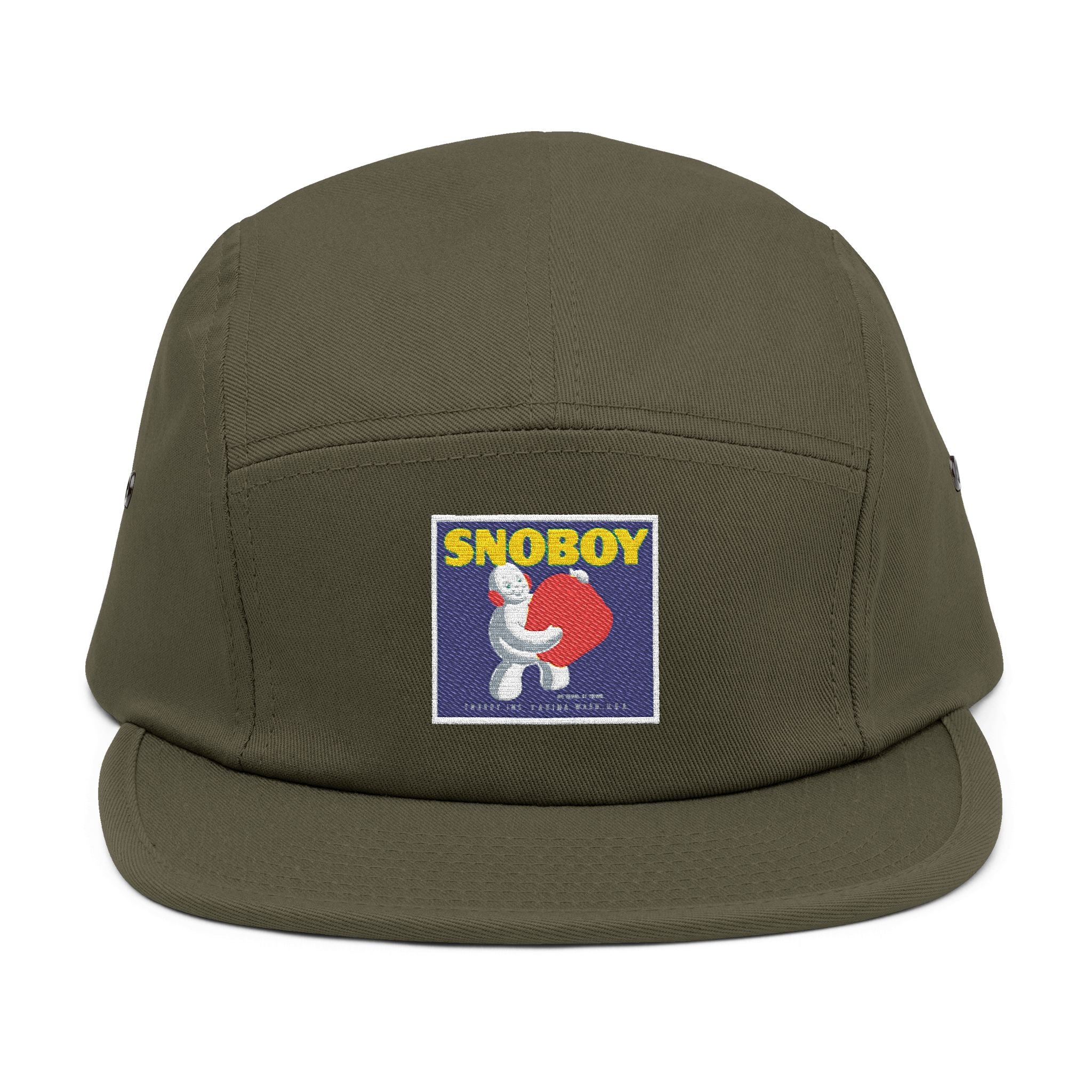 Snoboy Embroidered 5-Panel Cap – Vintage Cartoon Patch, Adjustable Streetwear Hat