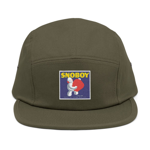 Snoboy Embroidered 5-Panel Cap – Vintage Cartoon Patch, Adjustable Streetwear Hat