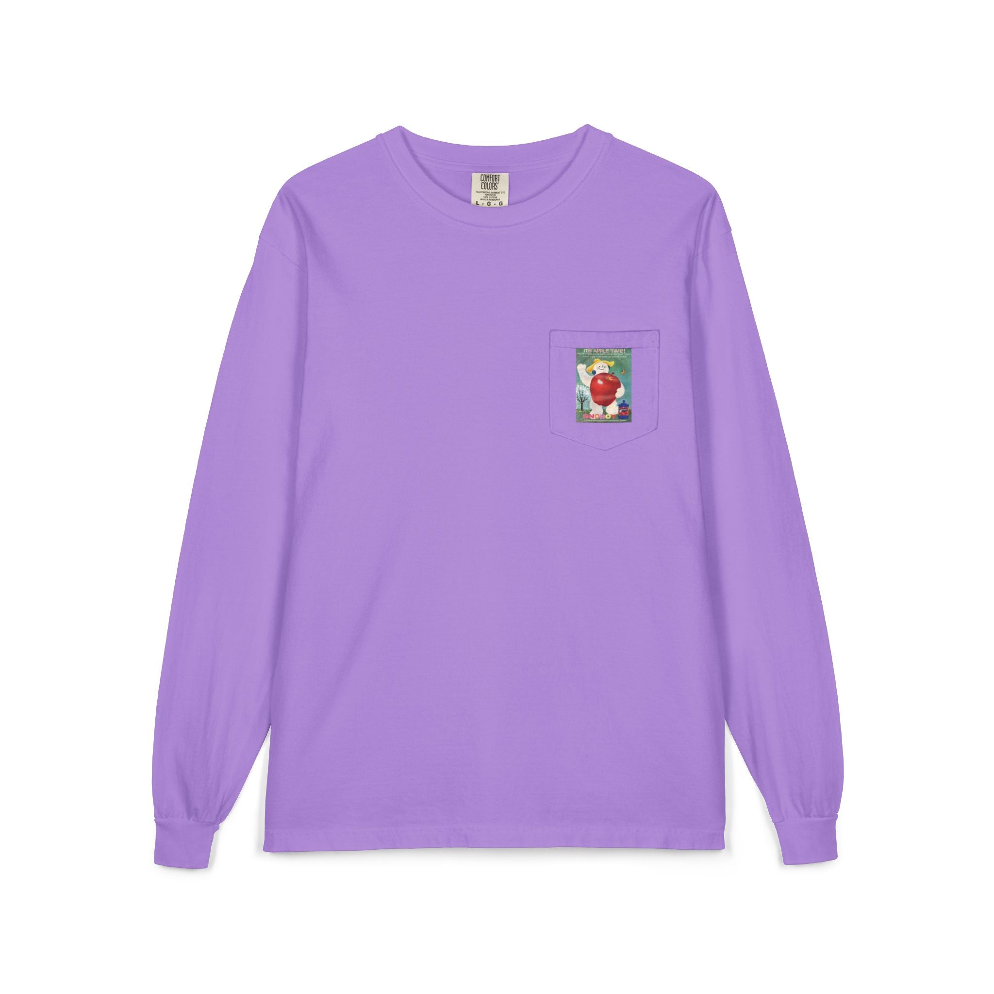 Long Sleeve Pocket T-Shirt — Retro Apple Patch Graphic