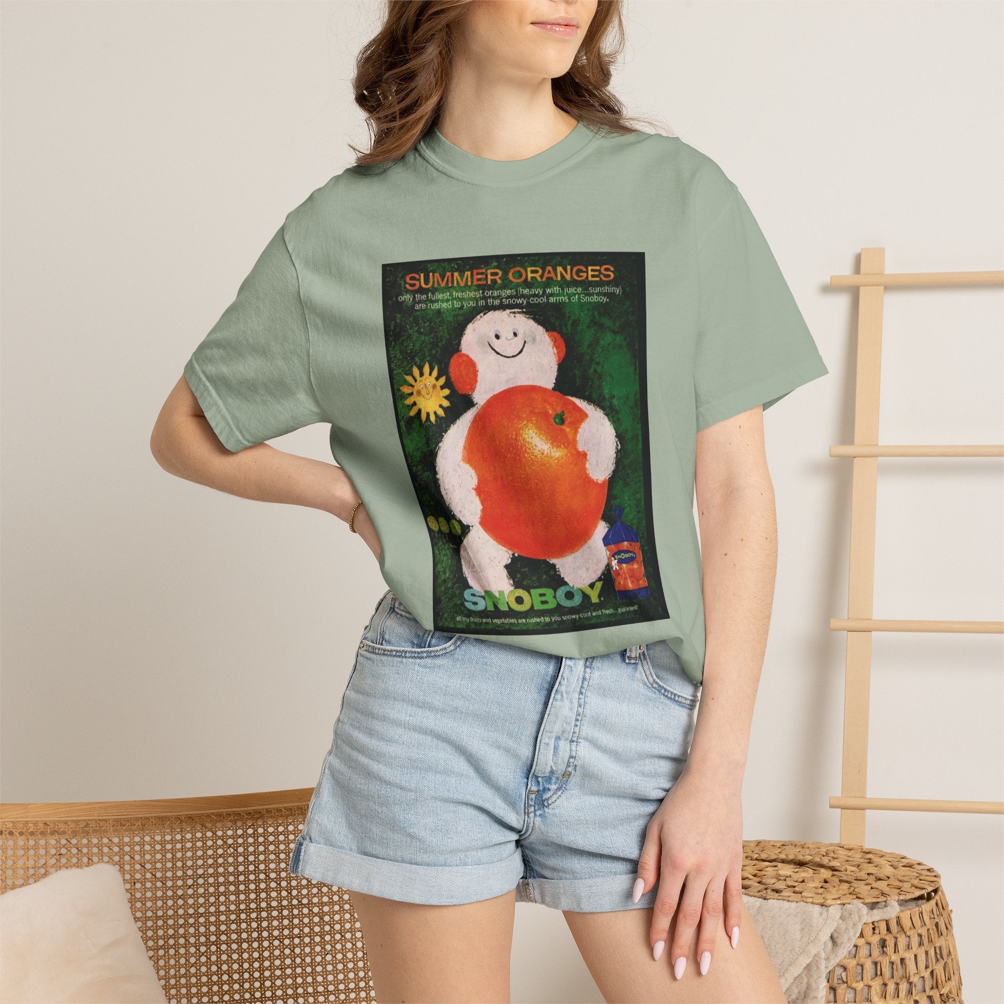 Vintage 'Summer Oranges' Graphic T-Shirt — Snoboy Orange Print
