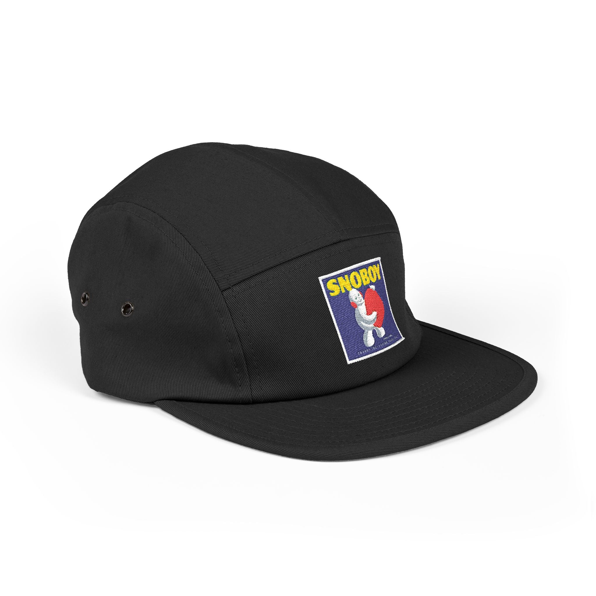 Snoboy Embroidered 5-Panel Cap – Vintage Cartoon Patch, Adjustable Streetwear Hat