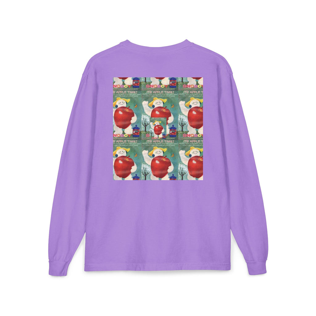 Long Sleeve Pocket T-Shirt — Retro Apple Patch Graphic