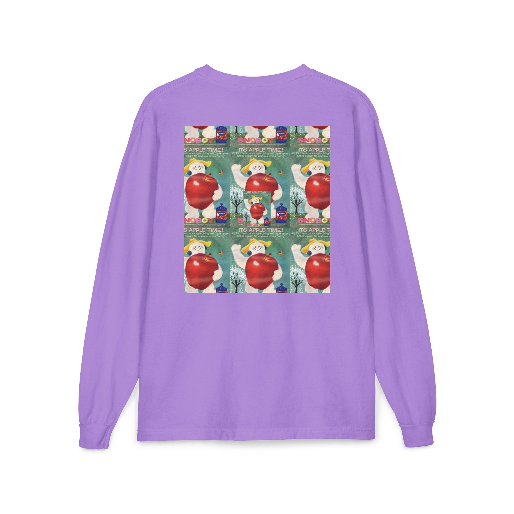 Long Sleeve Pocket T-Shirt — Retro Apple Patch Graphic
