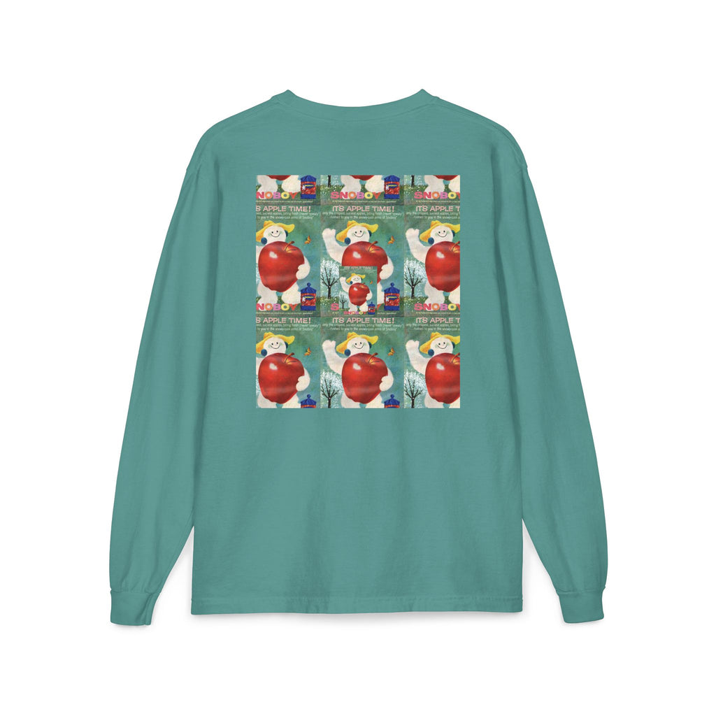 Long Sleeve Pocket T-Shirt — Retro Apple Patch Graphic