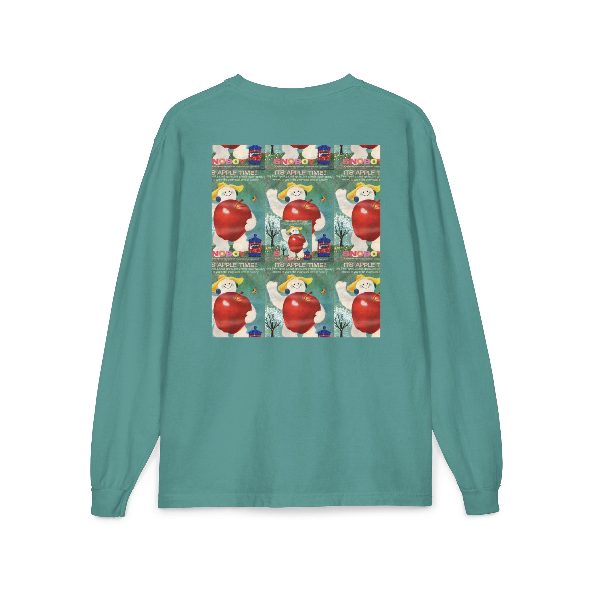 Long Sleeve Pocket T-Shirt — Retro Apple Patch Graphic
