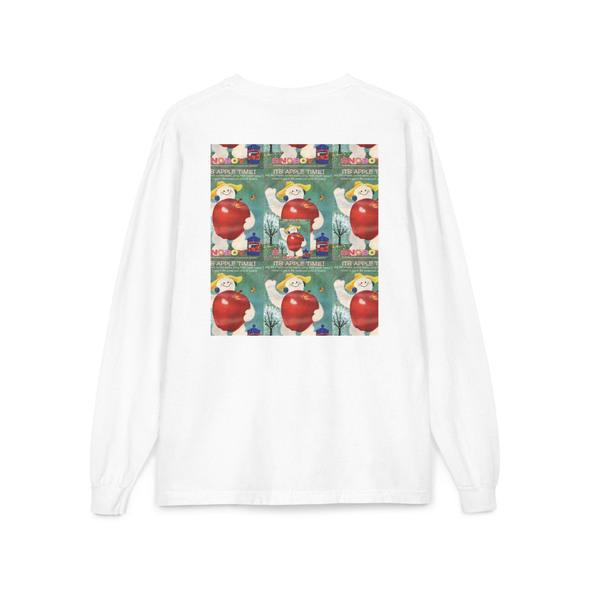 Long Sleeve Pocket T-Shirt — Retro Apple Patch Graphic