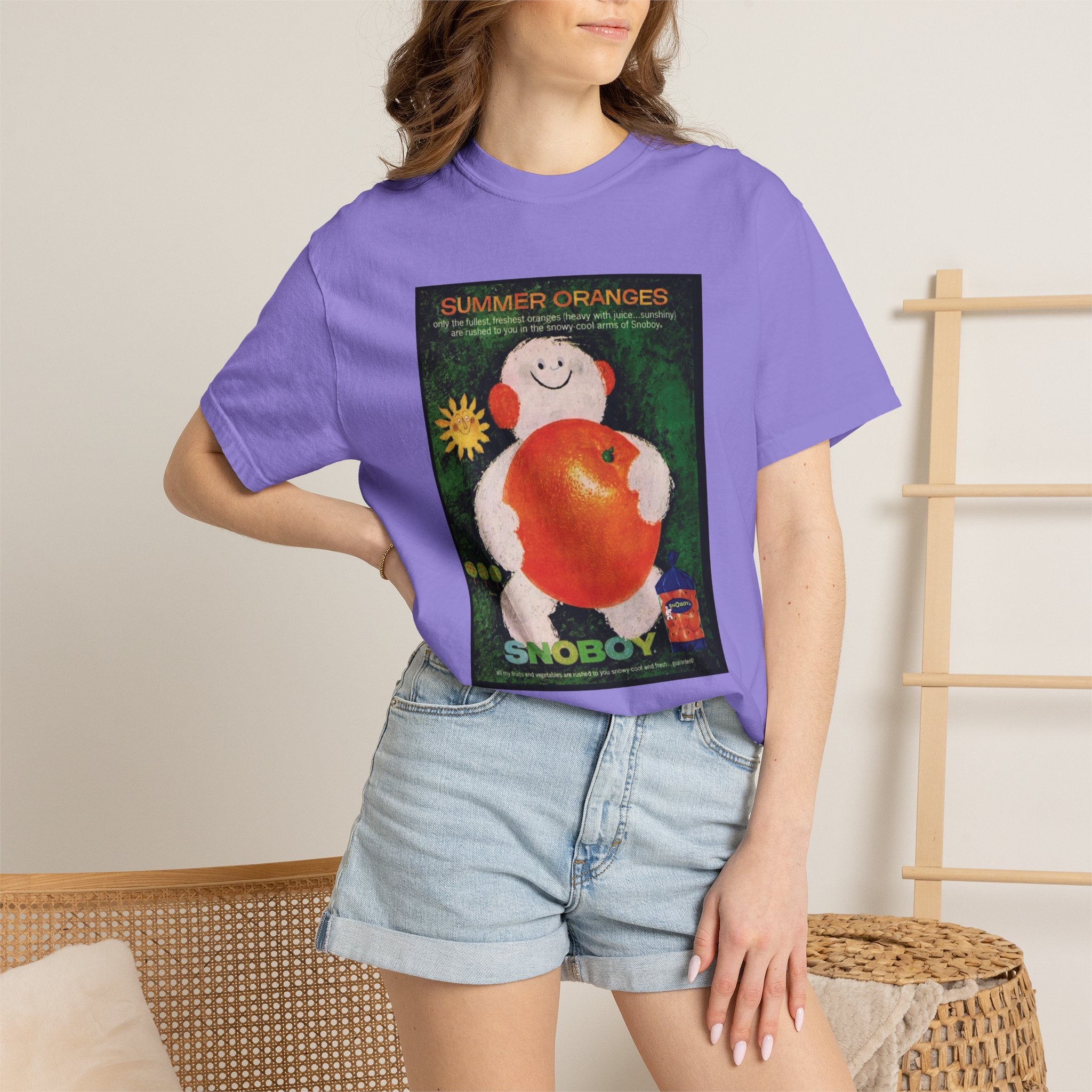 Vintage 'Summer Oranges' Graphic T-Shirt — Snoboy Orange Print