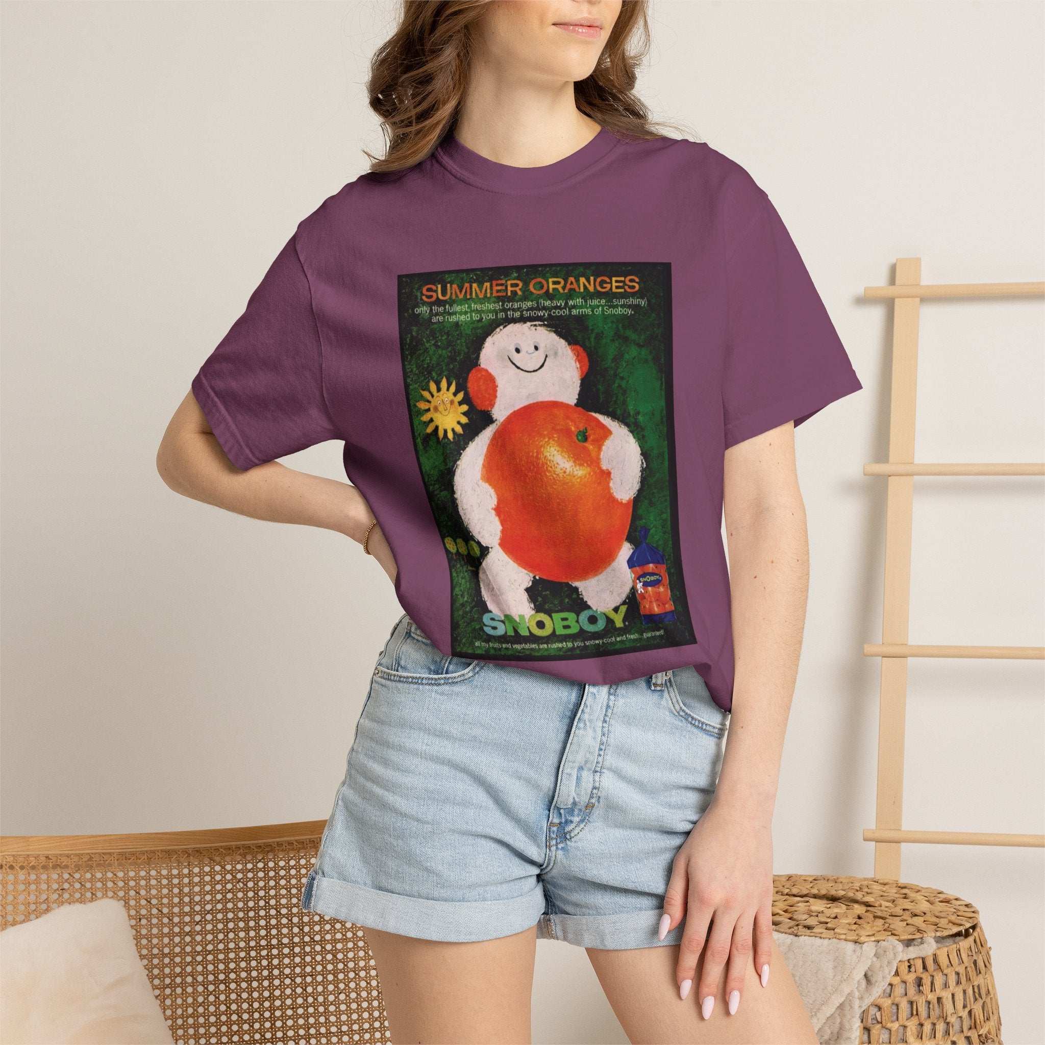 Vintage 'Summer Oranges' Graphic T-Shirt — Snoboy Orange Print